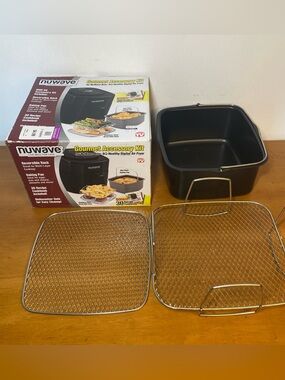 NUWAVE Brio Air Fryer 6Q Healthy Digital Gourmet Accessory Kit Baking Pan Rack